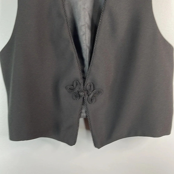 VINTAGE Michelle Monet Tailored Suit Vest Black Corded Appliqué Adjustable 14P - Picture 5 of 9